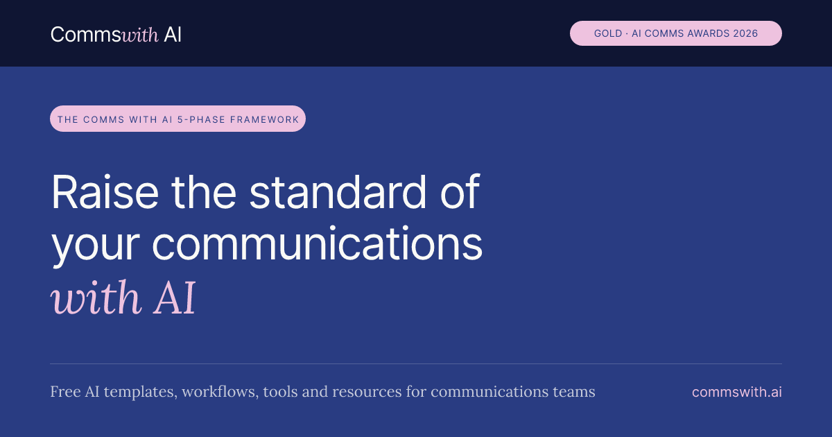 Comms With AI rebuilt around where each communications team starts, as its governance toolkit becomes a working page