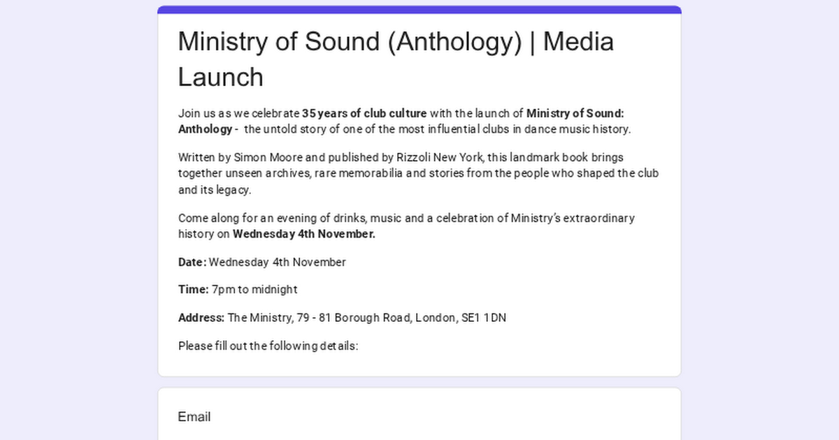 Ministry of Sound: Anthology Book Launch