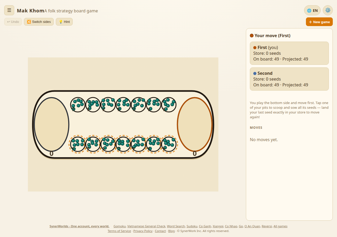 SynerWorlds Adds Mak Khom, Thailand's Traditional Mancala, as Its Newest Browser Game